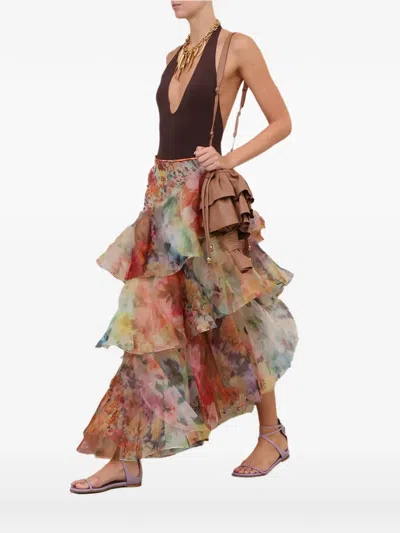 Zimmermann Luna Halterneck Open-back Bodysuit In Brown