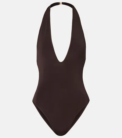 Zimmermann Brown Stretch Viscose Dawning Bodysuit In Burgundy