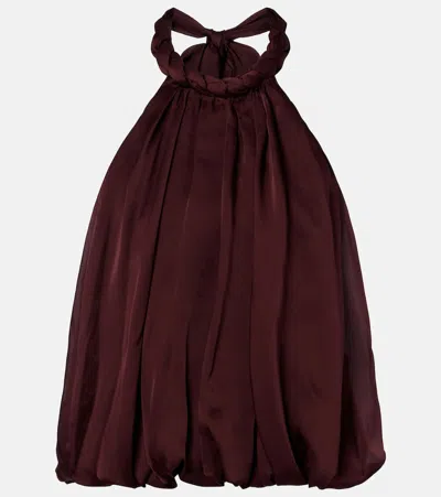 Zimmermann Luna Draped Silk Halterneck Top In Brown