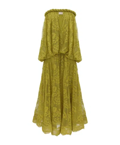 Zimmermann Luna Lace Bandeau Gown In Green