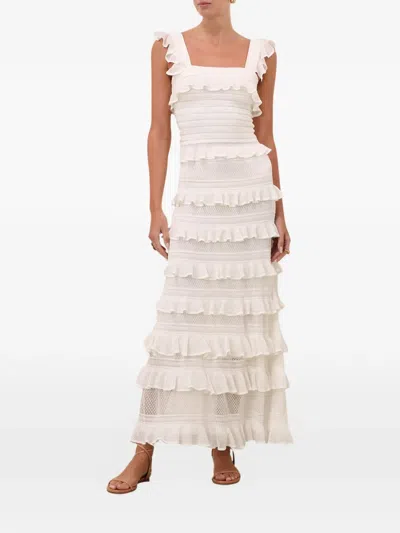 Zimmermann Luna Lace Frill Maxi Skirt In White