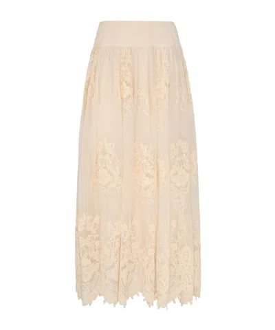 Zimmermann Luna Lace Maxi Skirt In White