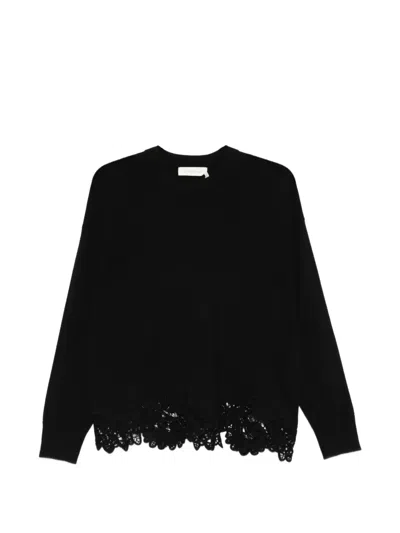 Zimmermann Luna Lace Trim Sweater In Black