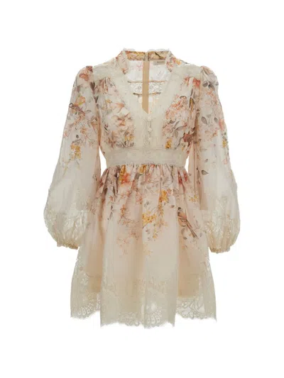 Zimmermann Luna Lantern Dress In Sand