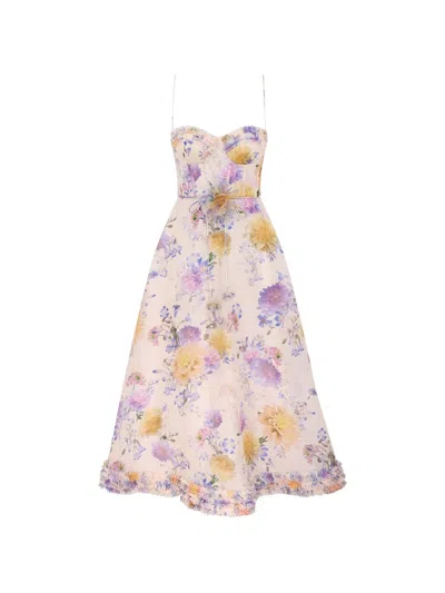 Zimmermann Luna Linen And Cotton Dress In Transparent