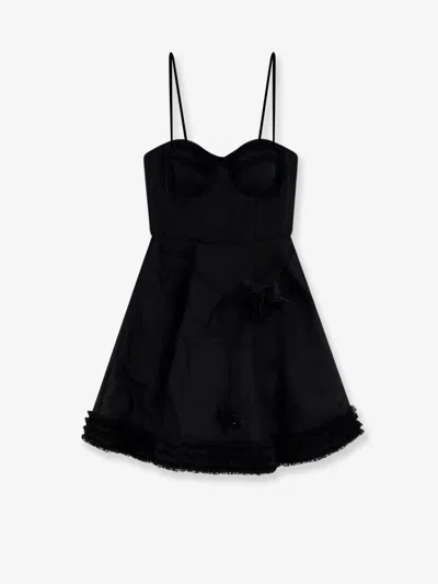 Zimmermann Luna Linen And Silk Blend Mini Dress In Black