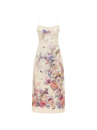 Zimmermann Luna Linen Long Dress In Multi