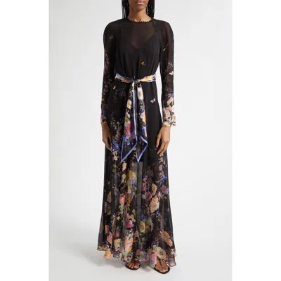 Zimmermann Luna Long Sleeve Maxi Dress In Multi