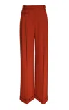 Zimmermann Luna Low-rise Wool-blend Straight-leg Pants In Brown