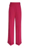 Zimmermann Luna Low-rise Wool-blend Straight-leg Pants In Pink