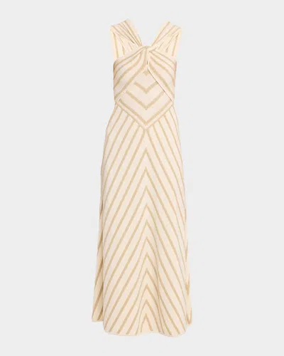 Zimmermann Luna Metallic Halter Knit Dress In Neutral