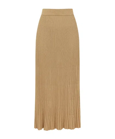 Zimmermann Luna Metallic Midi Skirt In Brown