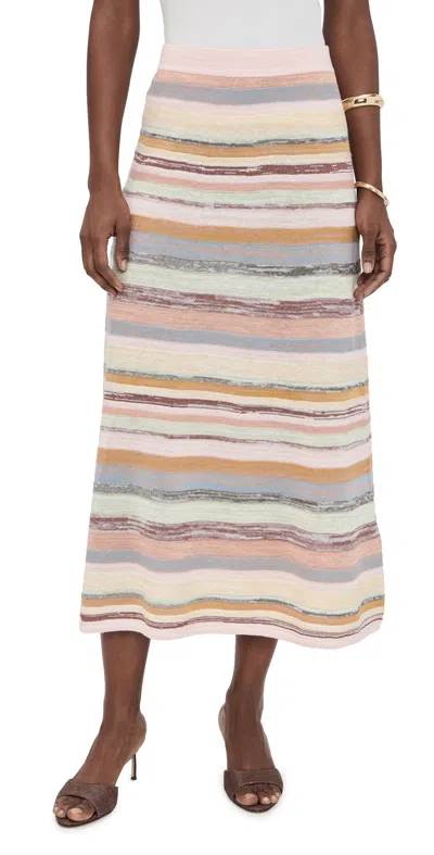 Zimmermann Luna Mouline Midi Skirt Multi Stripe