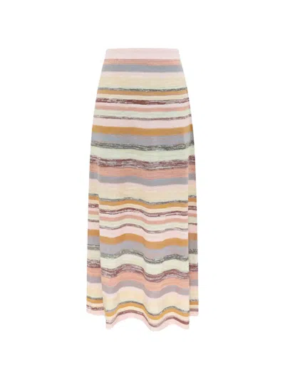 Zimmermann Luna Mouline Striped Midi Skirt In Pink