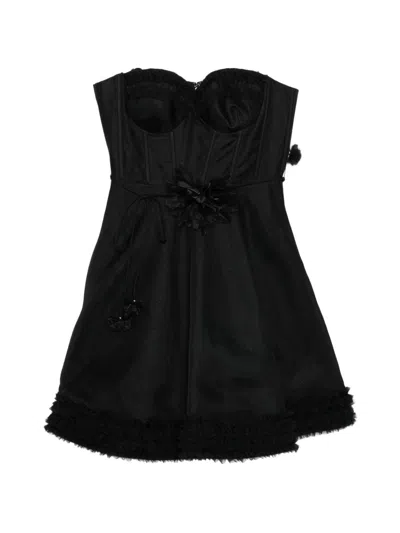 Zimmermann Luna 亚麻真丝迷你连衣裙 In Nero