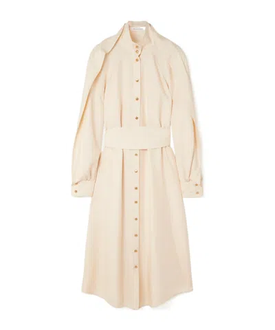 Zimmermann Luna Obi Ruffled Gathered Silk Midi Shirt Dress In Orange