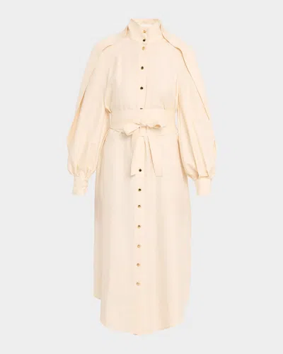 Zimmermann Luna Obi Silk Midi Dress In White