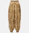 Zimmermann Womens Olive Perla Paisley Luna Harem Silk Trousers Xl In Brown