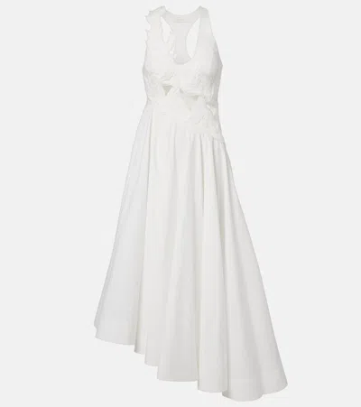 Zimmermann Ivory Cotton Luna Applique Midi Dress In White