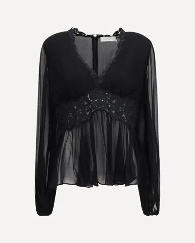 Zimmermann Luna Peplum Blouse In Black
