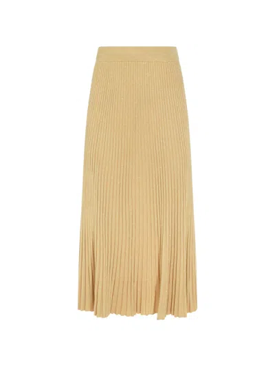 Zimmermann Luna Pleated Skirt In Gold