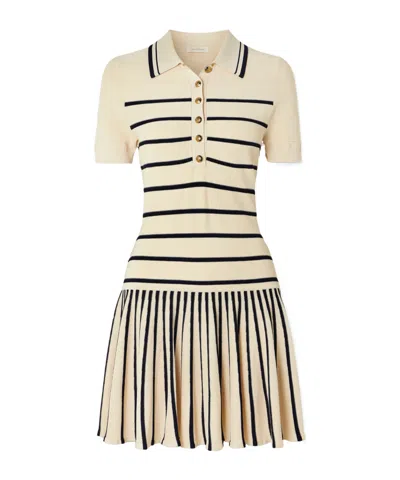 Zimmermann Luna Pleated Striped Ribbed-knit Mini Dress In Nude