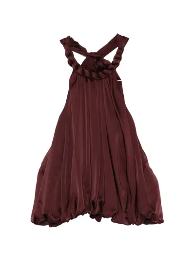 Zimmermann Luna Draped Silk Halterneck Top In Burgundy