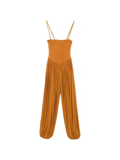 Zimmermann Luna Pleated-leg Jumpsuit In Brown