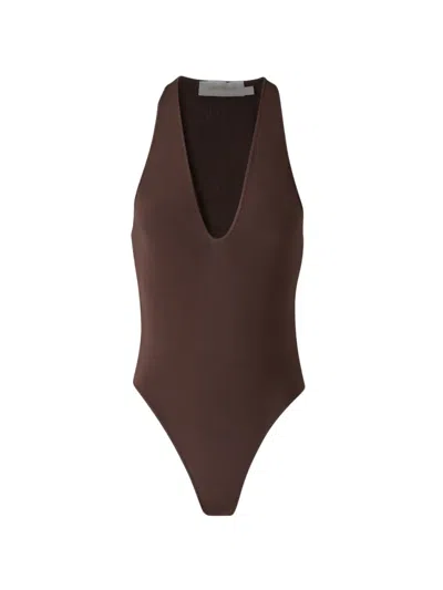 Zimmermann Luna Plunge Bodysuit In Brown