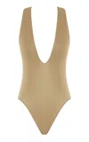 Zimmermann Luna Plunging Halter Bodysuit In Neutral