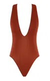 Zimmermann Luna Plunging Halter Bodysuit In Orange
