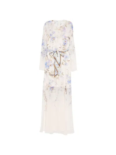 Zimmermann Luna Printed Long Dress In Neutral