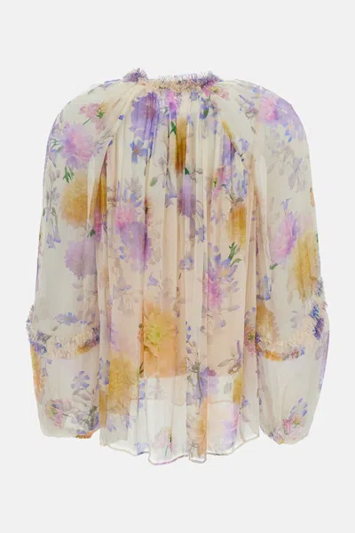 Zimmermann Luna Ruffle Blouse In Multi