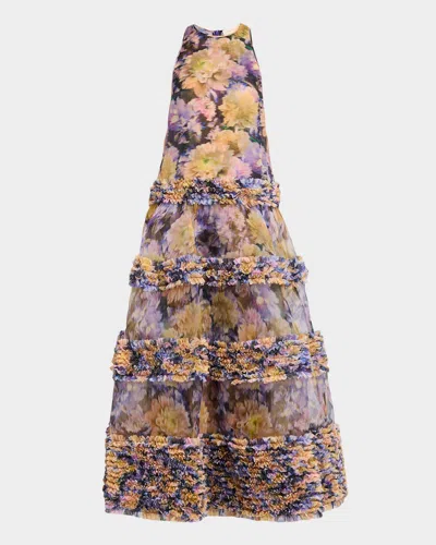 Zimmermann Luna Ruffle Maxi Dress In Brown