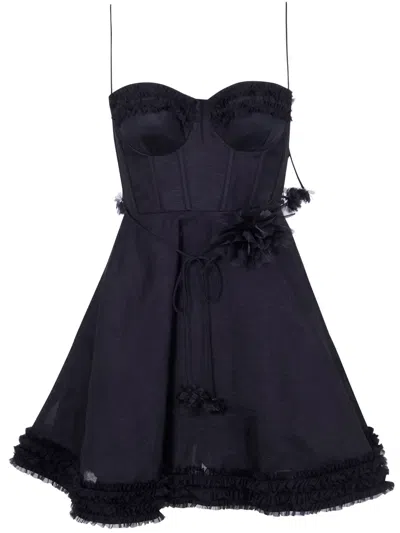 Zimmermann Luna Ruffle Mini Dress In Black