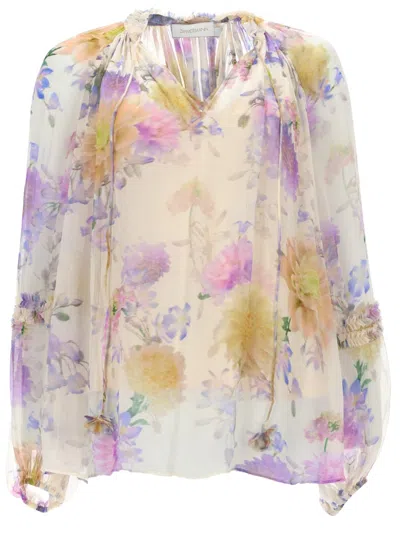 Zimmermann Luna Ruffled Blouse In Multi