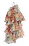 Zimmermann Luna Ruffled Floral Midi Dress In Multi