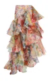 Zimmermann Luna Ruffled Floral Midi Skirt In Multi