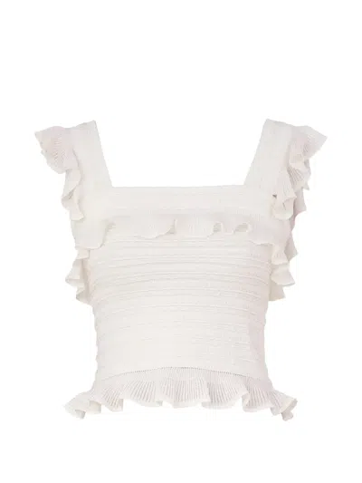 Zimmermann Luna Ruffled Top In White