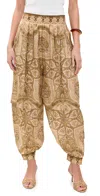 Zimmermann Womens Olive Perla Paisley Luna Harem Silk Trousers Xl In Brown