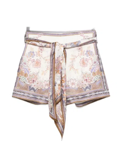 Zimmermann Luna Scarf-tie Printed Shorts In Neutral