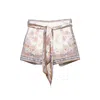 Zimmermann Womens Cream Blue Paisley Luna Scarf-tie Linen Shorts In Purple