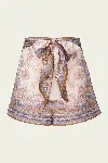 Zimmermann Womens Cream Blue Paisley Luna Scarf-tie Linen Shorts In Neutral
