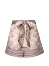 Zimmermann Womens Cream Blue Paisley Luna Scarf-tie Linen Shorts In Neutral