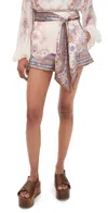 Zimmermann Womens Cream Blue Paisley Luna Scarf-tie Linen Shorts In Multi