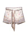 Zimmermann Womens Cream Blue Paisley Luna Scarf-tie Linen Shorts In Neutral