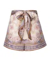 Zimmermann Womens Cream Blue Paisley Luna Scarf-tie Linen Shorts In Multi