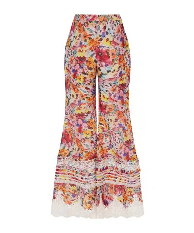 Zimmermann Luna Shirred Flare Pant In Multi