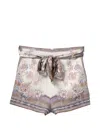 Zimmermann Womens Cream Blue Paisley Luna Scarf-tie Linen Shorts In Neutral