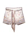 Zimmermann Womens Cream Blue Paisley Luna Scarf-tie Linen Shorts In Multi
